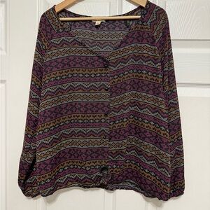 Emi & Joe Women's Multicolor Patterned Women's Top size Large